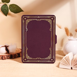 Vintage Book Kindle Case for Kindle 2025,Paperwhite 12/11/10th&Kobo Clara,Red with Gold Floral Border Cover with Auto Wake/Sleep,Book lovers