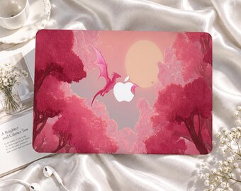 Pink Dragon Sunset Forest Custom MacBook Case for Air M1-M5, Pro 13-16, Retina and Neo A18, Protective Apple Laptop Cover, Gift for Students