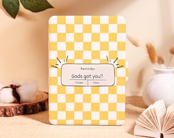 Yellow Checkerboard Reminder Kindle Case for Kindle 2025, Paperwhite 12/11/10th Kobo Clara, Custom Cover with Auto Wake/Sleep, Readers Gifts