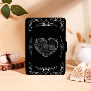 Gothic Skull Heart Kindle Case for Kindle 2024,Paperwhite 12/11/10th&Kobo Clara,Ornate Border Cover with Auto Wake/Sleep,Gothic Lovers Gift