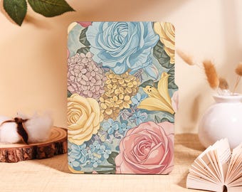 Soft Pastel Watercolor Floral Kindle Case for Kindle 2025, Paperwhite 12/11/10th Kobo Clara, Custom Cover with Auto Wake/Sleep, Reader Gifts