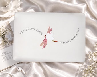 Pink Dragonfly Quote Custom MacBook Case for Air M1 M2 M3 M4 M5, Pro 13-16, Neo A18, Slim Protective Laptop Cover, Gift for College Students