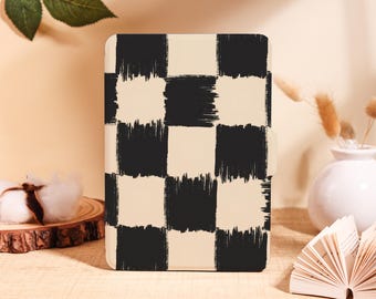 Abstract Checkered Kindle Case: Auto Wake/Sleep Cover