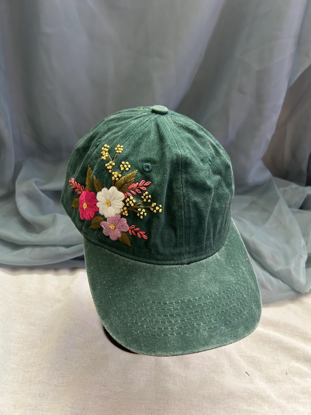 Embroidered Floral Baseball Cap – Handmade Adjustable Hat for Women - Etsy