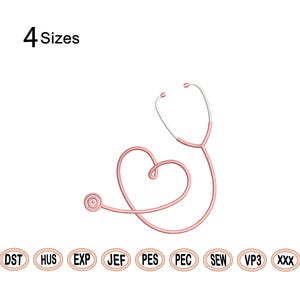 Heartbeat Stethoscope Embroidery Design,Stethoscope heartbeat embroidery Nurse Life Nurse design Doctor design Heart embroidery design.