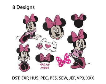 Minnie Mouse Embroidery Design, Cartoon Pattern (Instant Download)