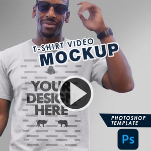 T-Shirt Video Mockup, White Color, Video mockup for Photoshop, Realistic Photoshop Template | Fully Customizable.
