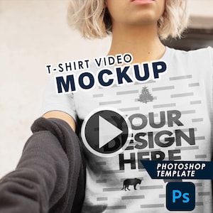 T-Shirt Video Mockup, White Color, Video mockup for Photoshop, Realistic Photoshop Template | Fully Customizable.