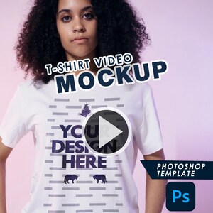 T-Shirt Video Mockup Template, White Color, Video mockup for Photoshop, Realistic Photoshop Template. !by1 & 9:16 Aspect Ratio.