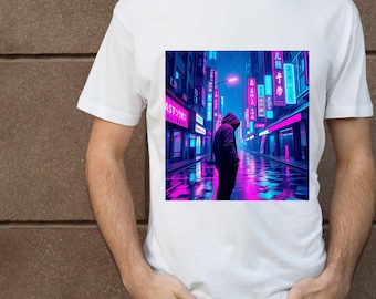 Cyberpunk Cityscape T-Shirt – Retro Neon Techwear