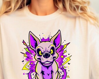 Cartoon Chihuahua Graphic Tee: Vibrant Unisex Cotton Shirt