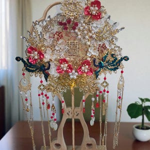 Abanico de boda chino hecho a mano: alternativa al ramo de novia, regalo oriental con caja de regalo