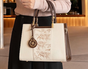 Handmade Silk Embroidered Tote Bag | Floral Suzhou Embroidery