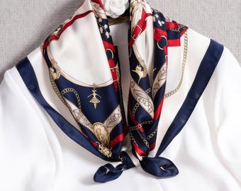 100% Mulberry Silk Scarf 65x65cm, Luxury Small Square Kerchief for Women