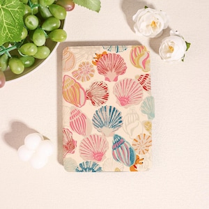 Coastal Shells Kindle Case for Kindle 2025,Paperwhite 12/11/10th & Kobo Clara,Pastel Tones Cover with Auto Wake/Sleep,Ocean Lovers Gift