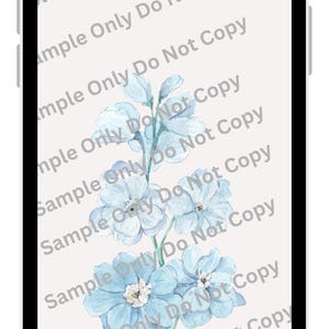 青い花柄のスマホ壁紙5枚セット
