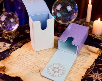 Tarot Card Storage Box with Star Chart｜PU Tarot Deck Case｜Reinforced Mystic Tarot Holder｜Occult Divination Gift