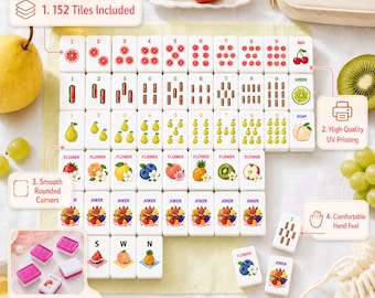 Fruit American Mahjong Set, Pink Glitter Acrylic Tiles, Summer Game Night Mahjong Lover Gift