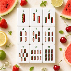 Fruit American Mahjong Set, Pink Glitter Acrylic Tiles, Summer Game Night Mahjong Lover Gift image 5