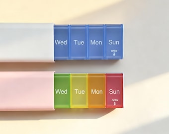 Pastillero personalizado, pastillero portátil de 7 días, organizador de pastillas, pastillero de viaje, pastillero con cierre a presión, pastillero personalizado, pastillero portátil