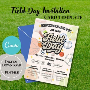 Modello modificabile per invito Field Day/Invito sportivo/Volantino Field Day/Invito elettronico digitale/Volantino stampabile/Invito per il giorno delle partite