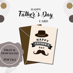 Alles Gute zum Vatertag | Vatertagskarte druckbar | Schnurrbart Papa | Väter Liebe | Grußkarte für Papa | Sofort Download