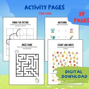 Activity pages for kids| best for spring and Summer holidays | puzzles, crosswords, mazes and more | Spring Activity | Summer Activity