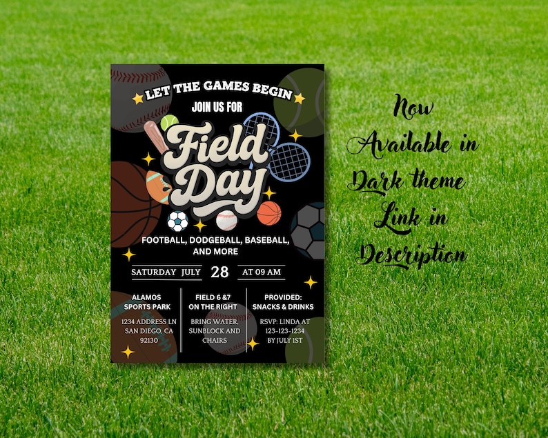 Editable Field Day Invitation Card Template|Sports Invite|Field Day Flyer|Digital Electronic Evite|Printable Flyer Card|Games day Invite image 5