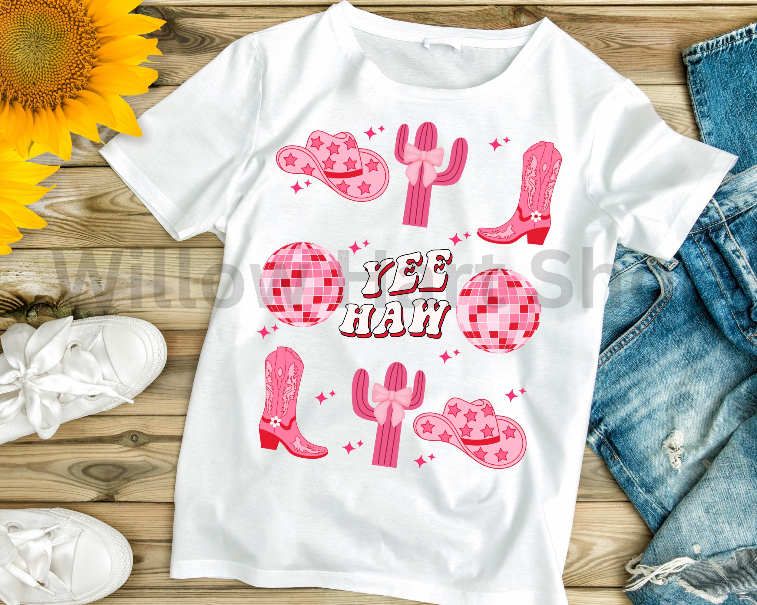 Yeehaw Cowgirl hat dicso ball Grid Png|sublimation design|cowgirl boots png|cowgirl western png|cowgirl hat|Pink discoball png| country girl