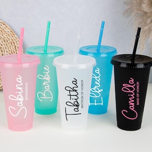 Personalized Name Cold Cup 24oz With Lid and Straw | Hen Party | Bridesmaid | Party | Birthday | Name Cup | Bachelorette | Gift for Her