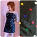 Vintage 1980’s Black with Rainbow Polka Dots Nylon Tube Dress