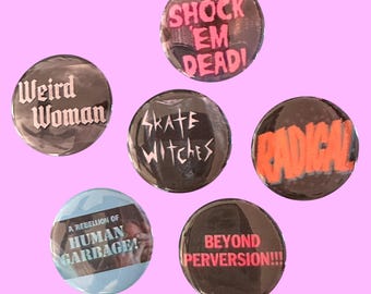 Buttons 1.75” Diameter Vintage Television Imagery Cool Punk Badges