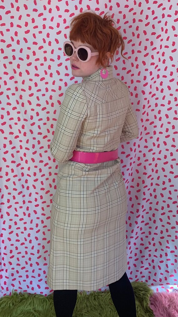 Vintage Tan and Grey Plaid Collared “Fred Rothsch… - image 4