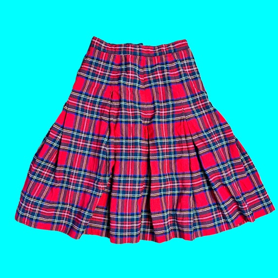 Vintage Red Plaid Pleated Skirt Punk School Girl … - image 2