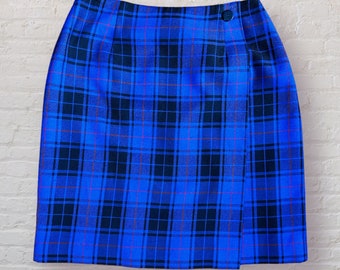 Vintage y2k Blue Black and Red Plaid Mini Skirt Clueless Punk Rocker Cute