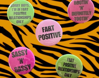 Handmade Fart Buttons Fart Positive IBS 1.75” buttons