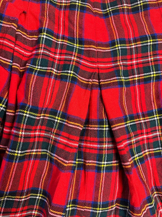 Vintage Red Plaid Pleated Skirt Punk School Girl … - image 4