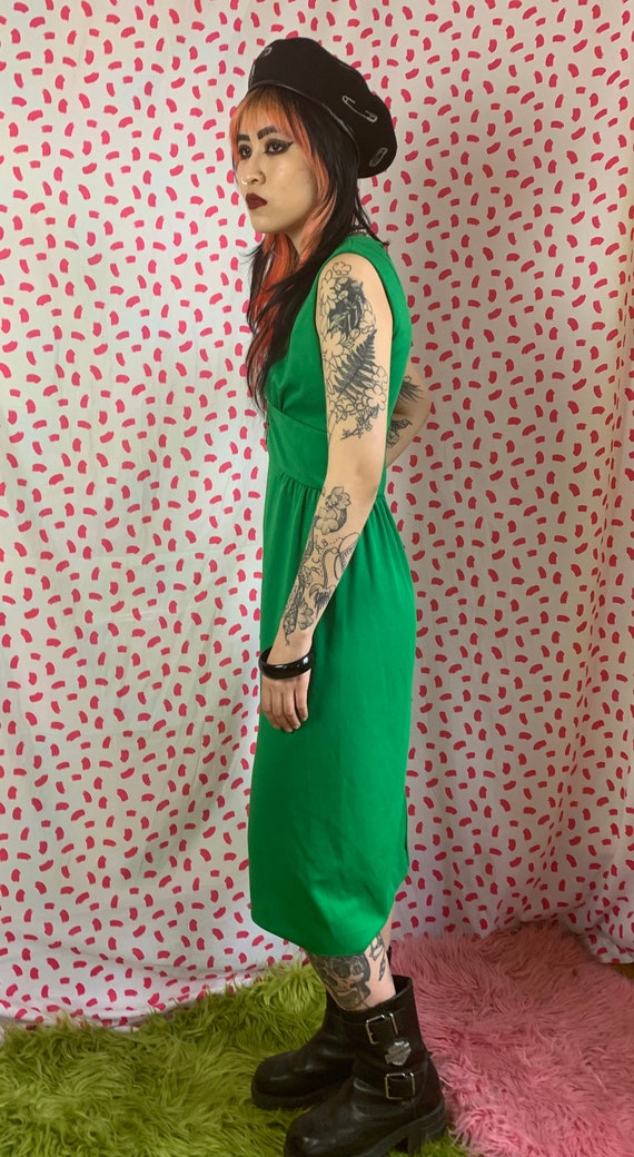 Vintage 1970’s Kelly Green Polyester Dress - image 4