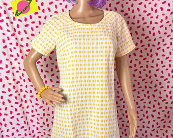 Vintage 1960’s Yellow and White Gingham Checker Mod Shift Dress