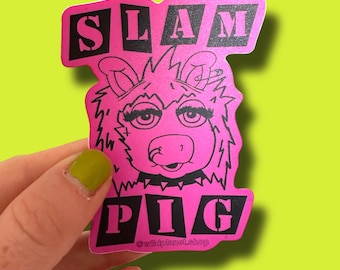 Miss Piggy “SLAM PIG” Punk Rock Miss Piggy 3” Sticker Water Bottle Laptop Muppets