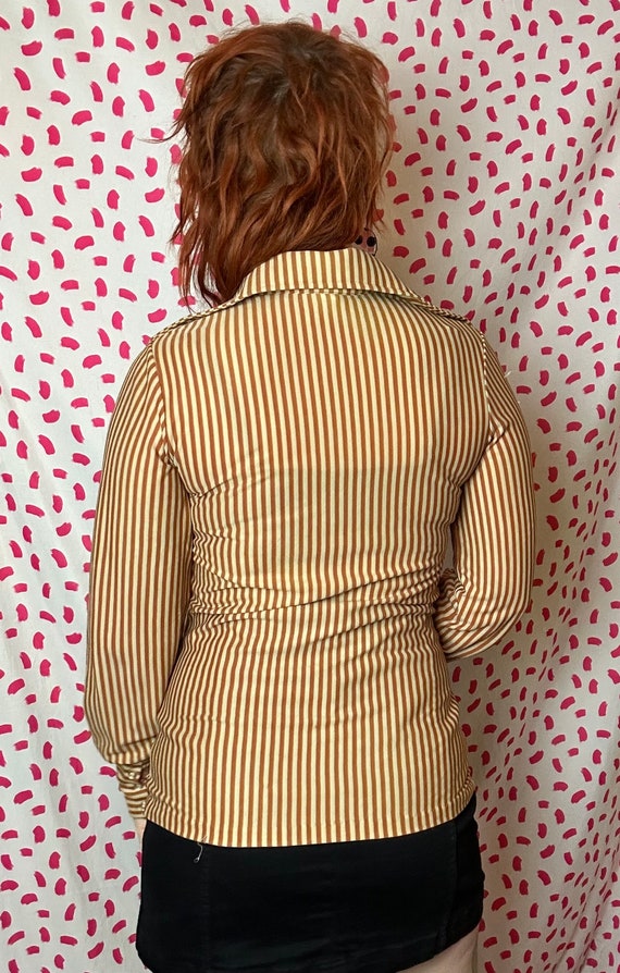 Vintage 1970’s Mustard Pin Striped Long sleeve Co… - image 3