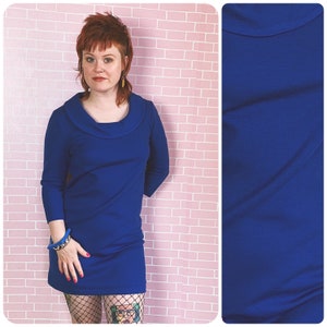 Vintage 1970s Royal Blue Collared 3/4 Length Sleeve Mini Mod Dress image 1