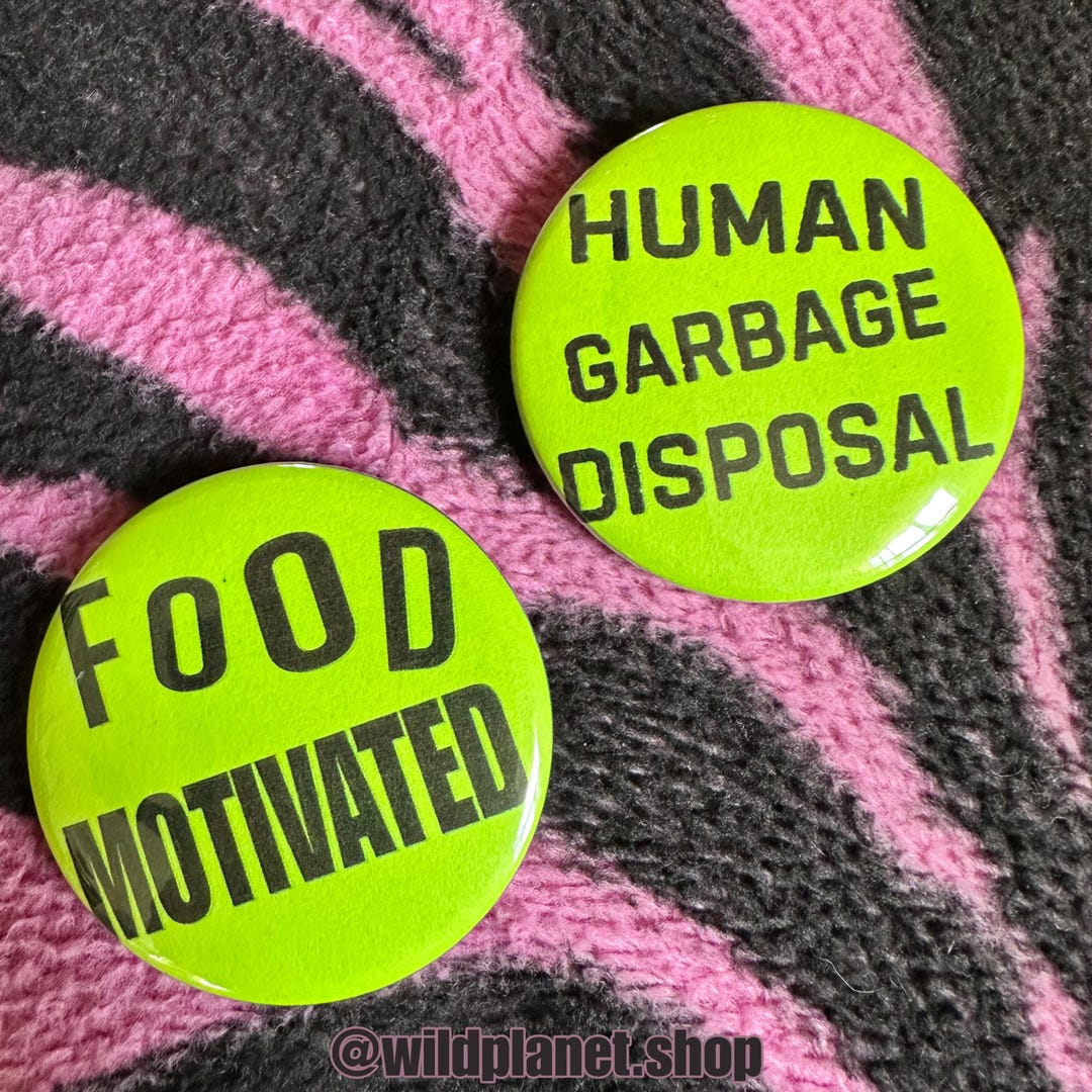 Button Badge Bright Green PICK ONE “human Garbage Disposal” “food ...