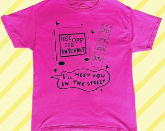 Le Tigre Band Lyrics Pink T Shirt Size Medim M Get Off The Internet Art Dance Punk Kathleen Hanna Feminist