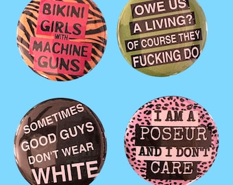 Assorted Punk Lyric Buttons Cramps Minor Threat X Ray Spex and Crass 1.75” Button Badges Punk Rock