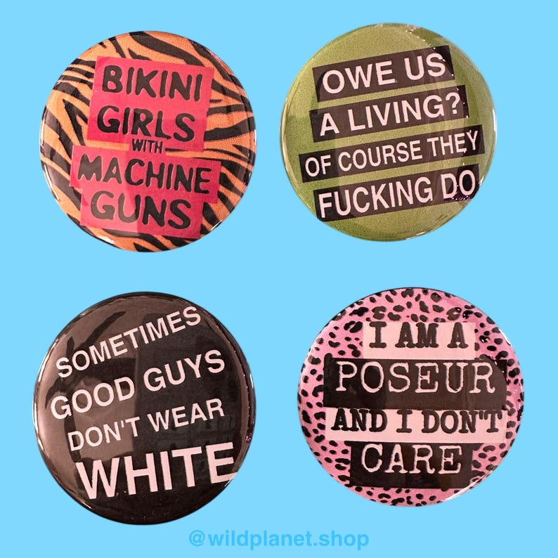 Assorted Punk Lyric Buttons Cramps Minor Threat X Ray Spex and Crass 1.75” Button Badges Punk Rock all four