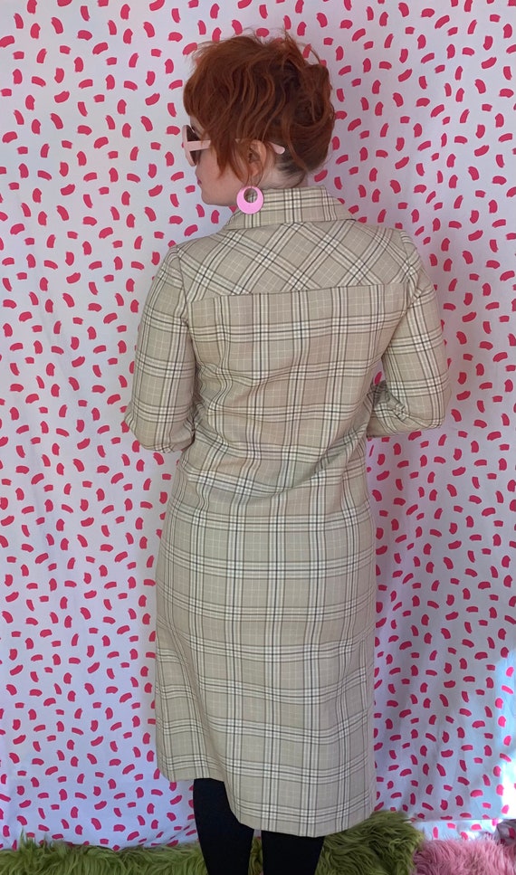 Vintage Tan and Grey Plaid Collared “Fred Rothsch… - image 5