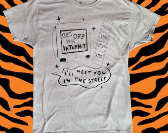 Upcycled Screen Printed Le Tigre Lyrics Art Punk Shirt Medium M Heather Grey