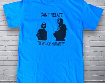Ghost World Upcycled Second Hand Screen Printed Medium T Shirt “Cant relate to 99% of humanity” Steve Buscemi Thora Birch Cult Movie