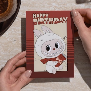 Funny Labubu Birthday Card |Digital PNG|Printable Cute Monster Greeting-Instant Download–No Shipping Needed-Cute Labubu Style Printable Card